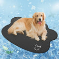 Ice silk pet cooling mat with dog head shaped design in light grey colour