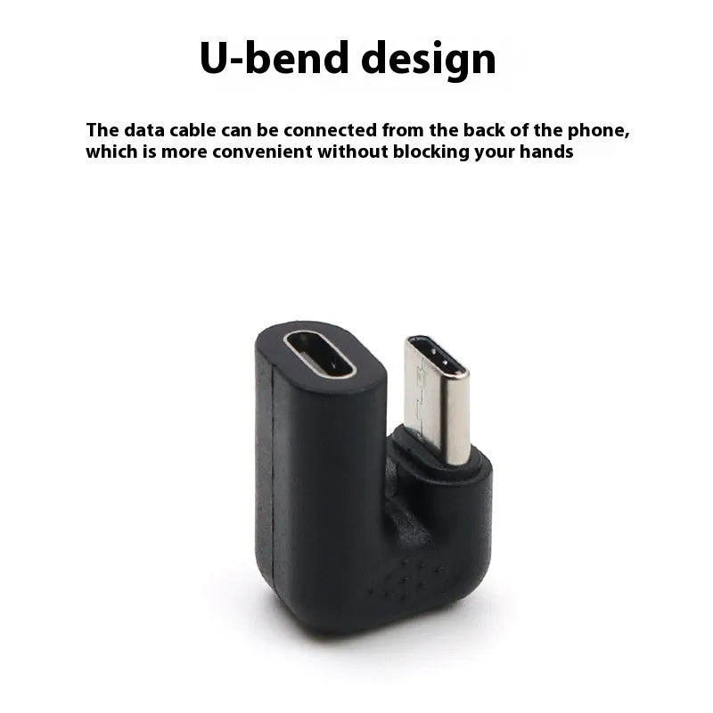 USB-C male to female adapter extension cable with four U-bend adapters for smartphone and computer connectivity