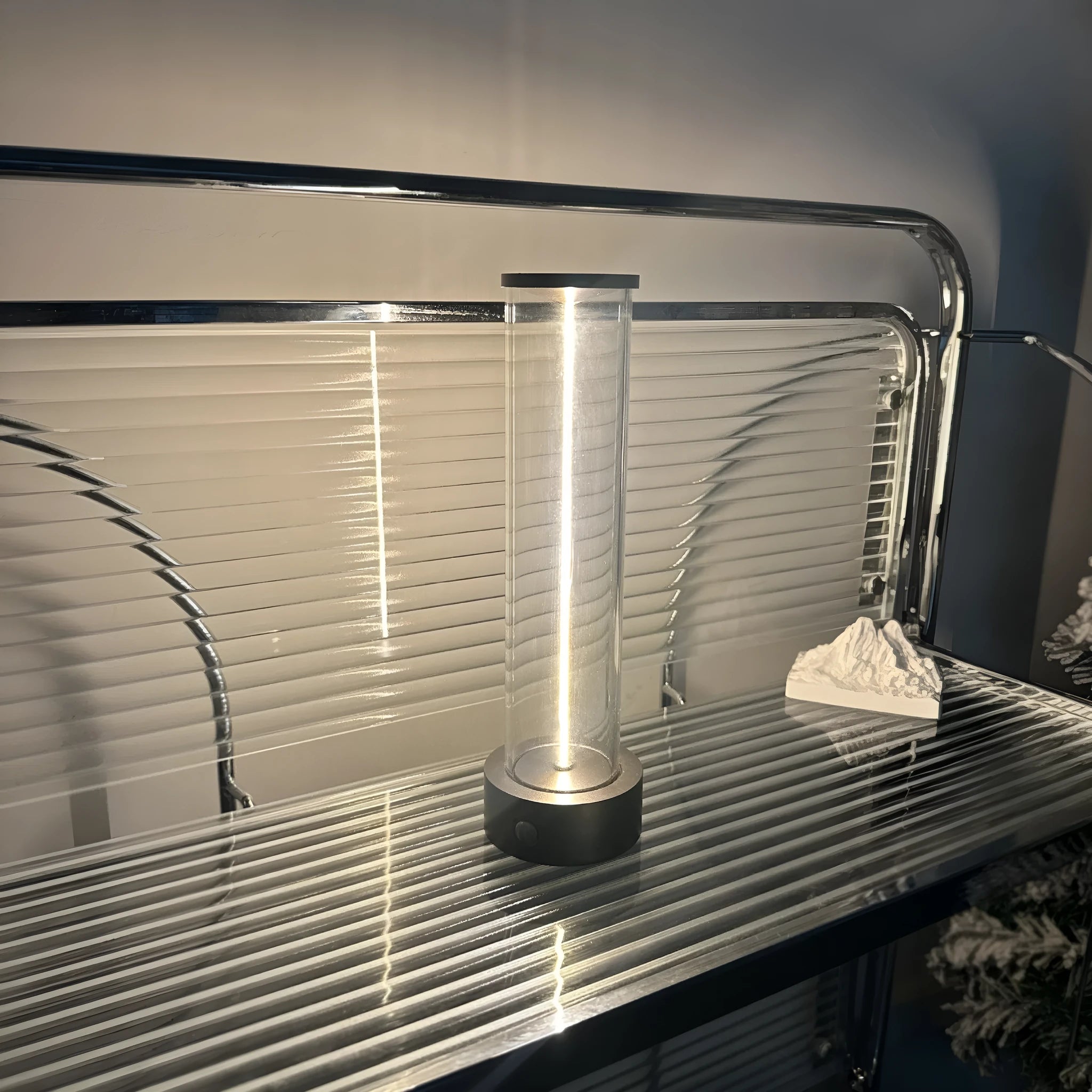 Modern glass LED light strip with magnetic base measuring 53mm by 234mm