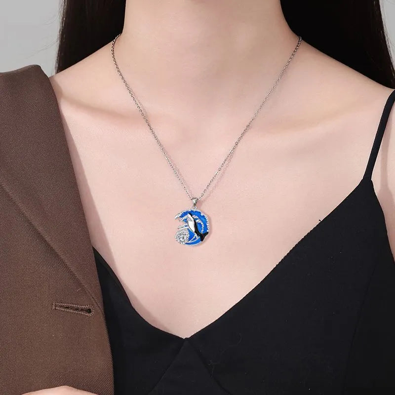 HAILANG women's copper shark pendant necklace with adjustable cross chain