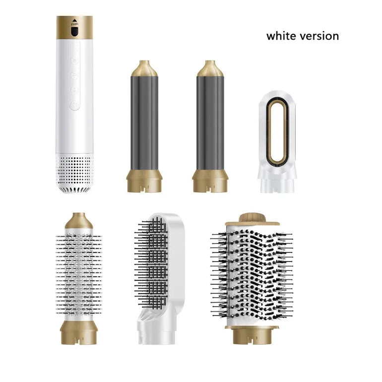 Electric 6-in-1 hot air comb for curling straightening fluffy shaping with leather case