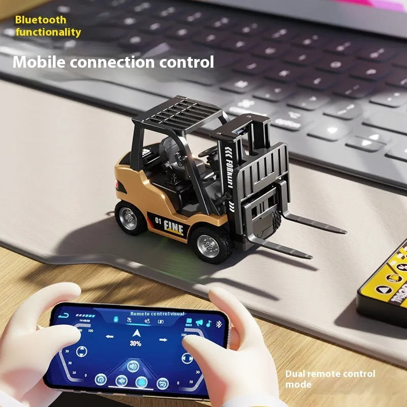 Bluetooth remote control alloy forklift 1:64 scale with mobile phone connection and accessories