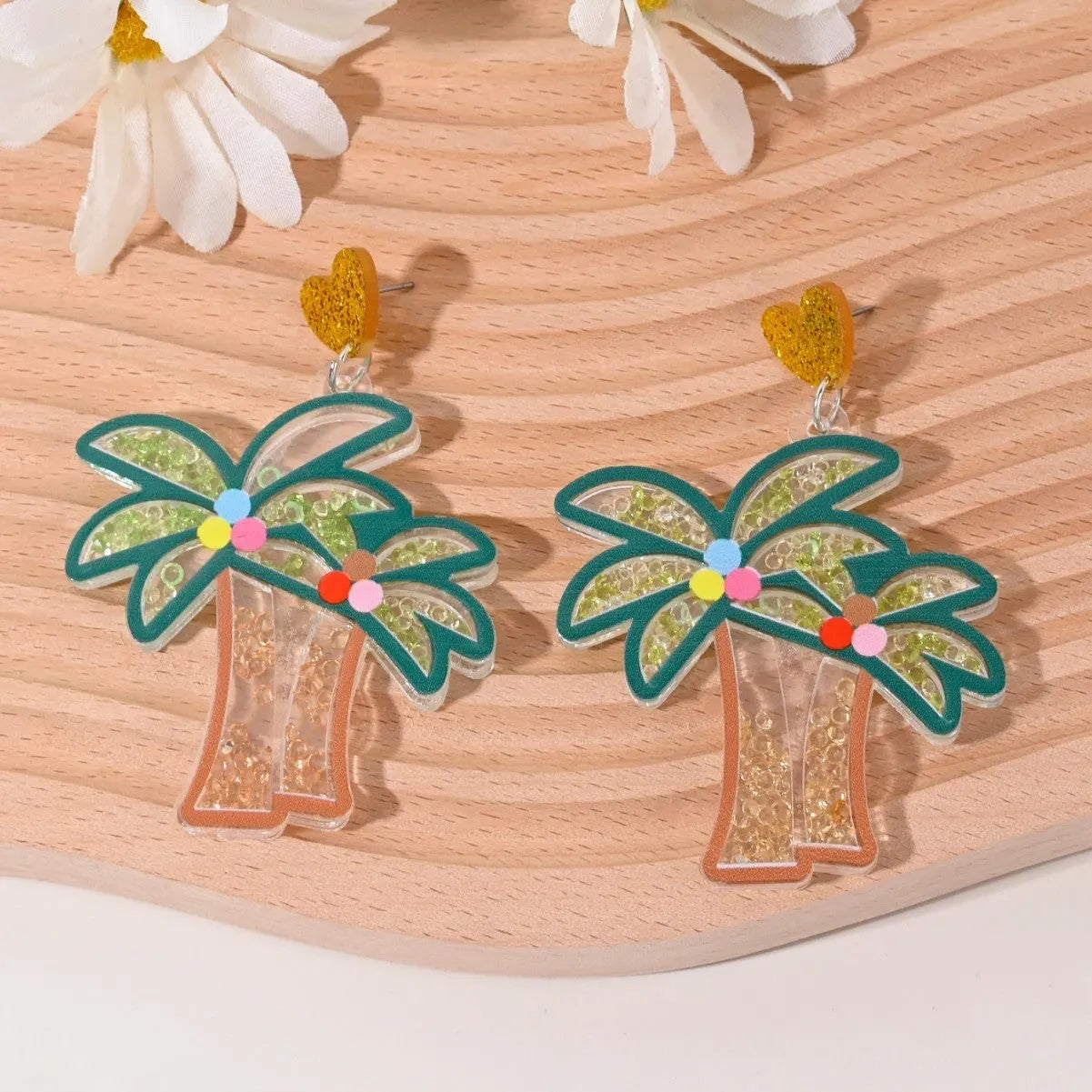 Colourful acrylic fruit earrings for women featuring cherry, strawberry, watermelon, and pineapple shapes, dangle style