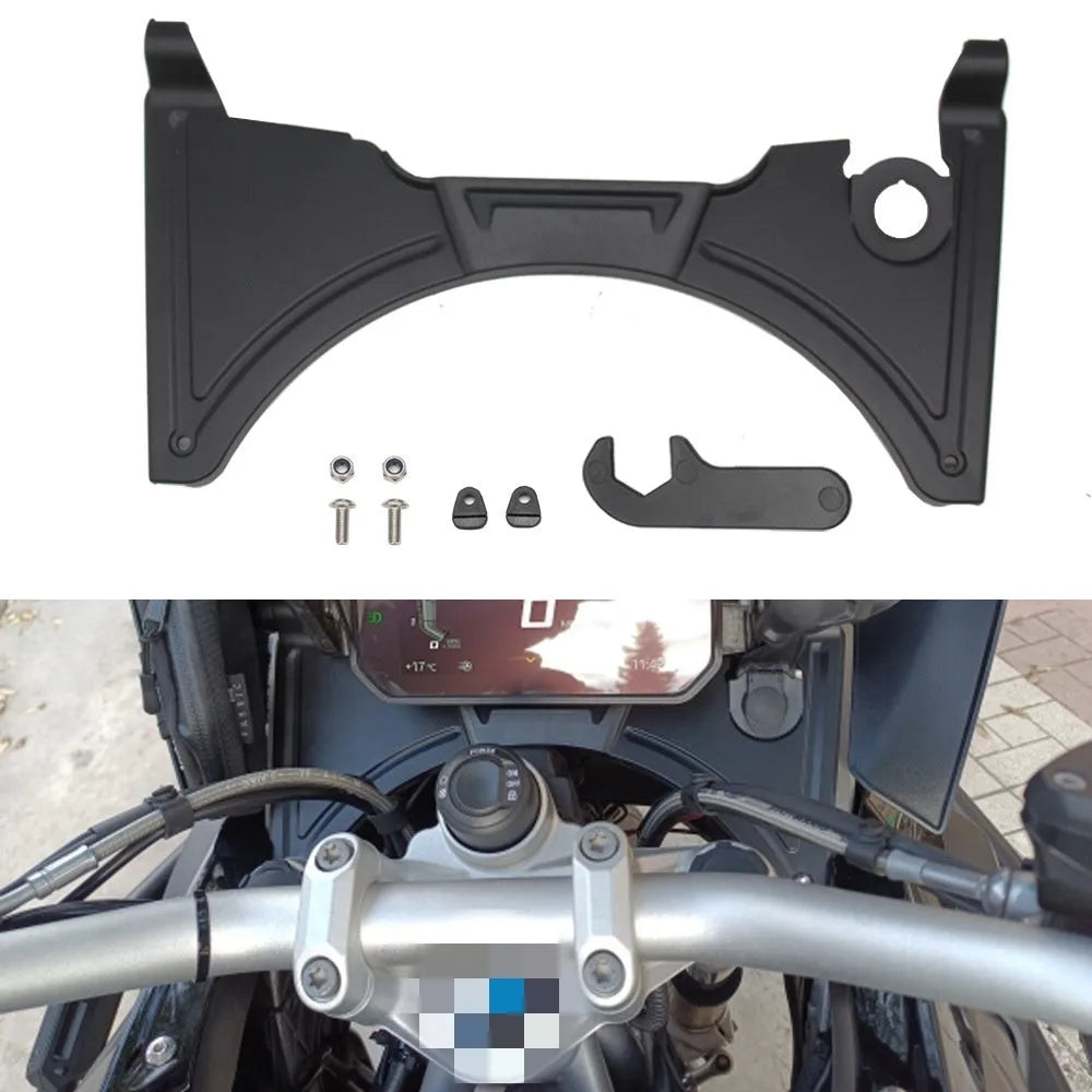 Black motorcycle cockpit fairing modification kit for BMW R1250GS and compatible R1200GS models