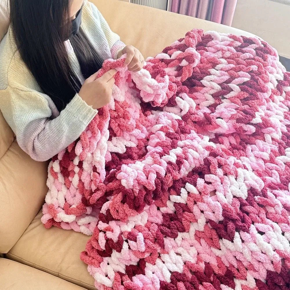 Coarse yarn chenille braided gravity blanket in modern simplicity style, available in multiple sizes and colours