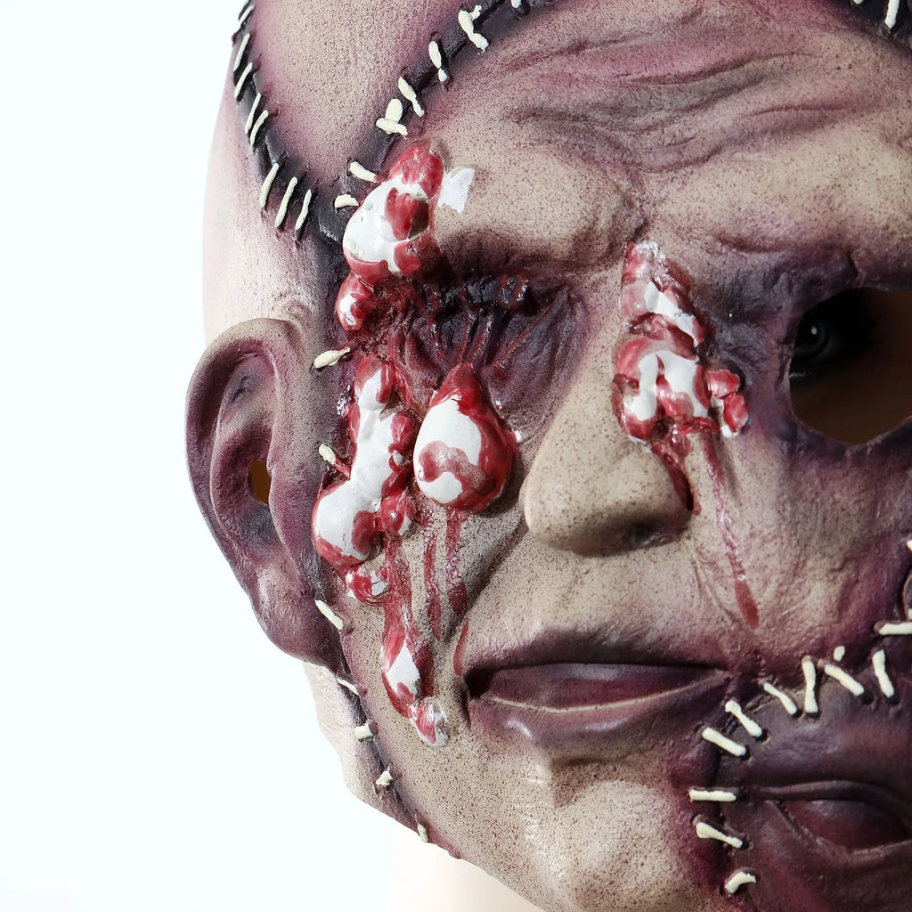 Halloween three-sided grimace horror mask made of natural latex for adults