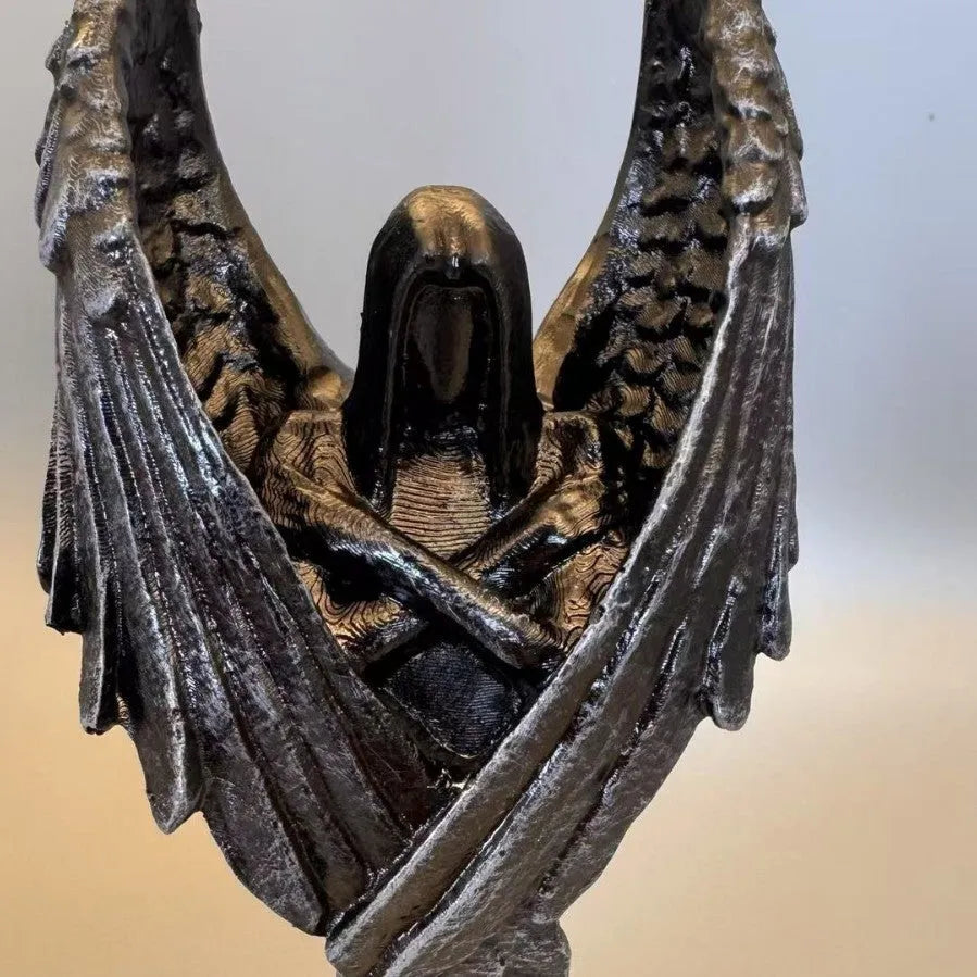 Dark angel resin statue ornament with gothic style on a display surface