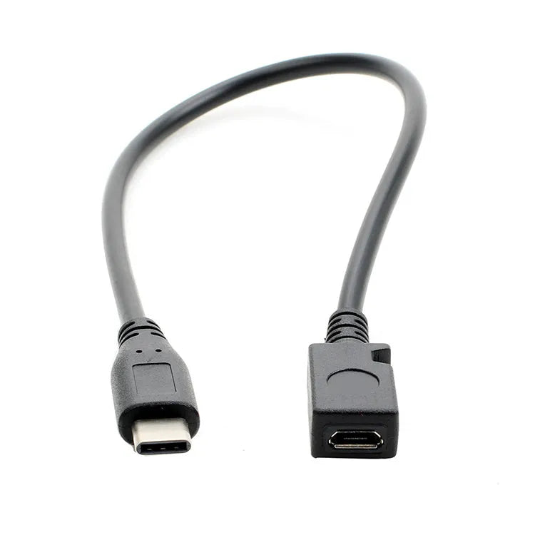 0.25m Micro USB female to Type-C male adapter cable for Android data transfer