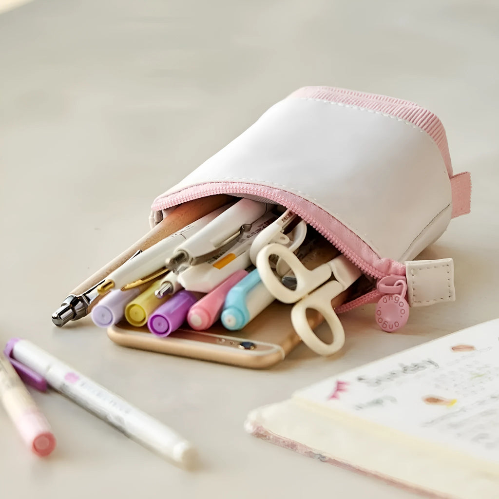 Korean style corduroy drop-down telescopic stationery case in six colour options