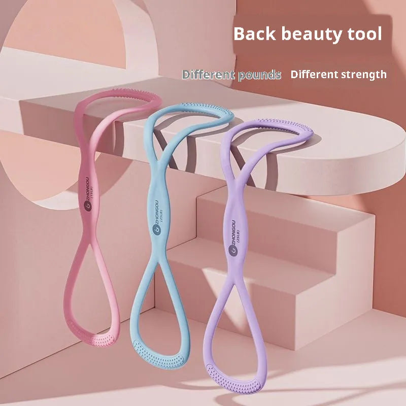 Chest expander fitness elastic rope silicone resistance strip in pink 15 pound option for home gym workout