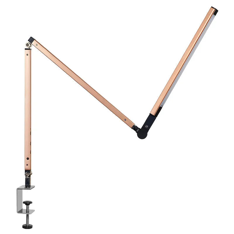 Aluminium clip-on desk lamp with flexible gooseneck and LED light in dazzling black finish