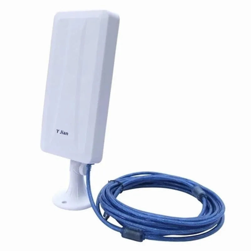 White USB wireless network card with adjustable antenna for extended Wi-Fi coverage