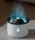 Two-colour spray ring volcano humidifier with aromatherapy, low noise 36dB, AC powered, plastic body, fire blue bicolor colour option