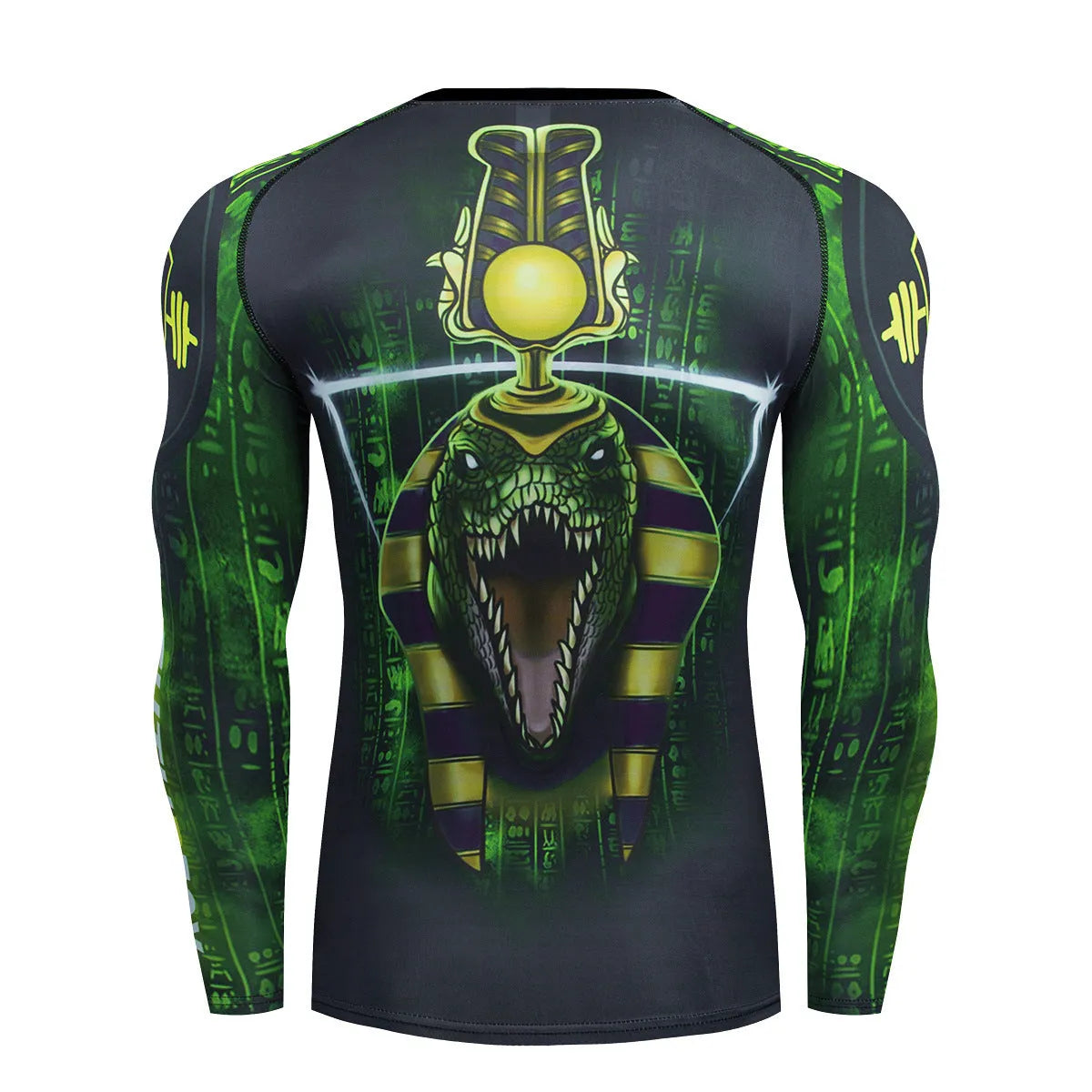 Man wearing a slim fit, long-sleeve ZF016 printed sports suit for running and fitness activities.