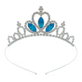 Gold tone alloy princess crown headdress with red coloured diamond accents for girls.