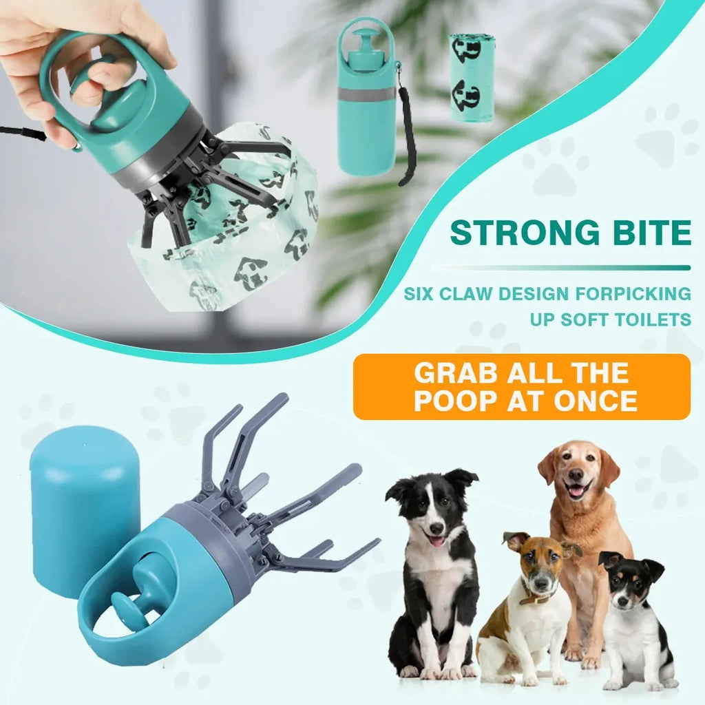 Blue pet outdoor toilet claw pooper scooper with ABS plastic build and garbage bag dispenser