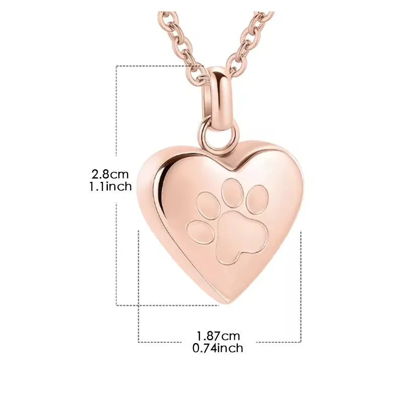 Titanium steel heart-shaped paw print necklace pendant that can be opened.
