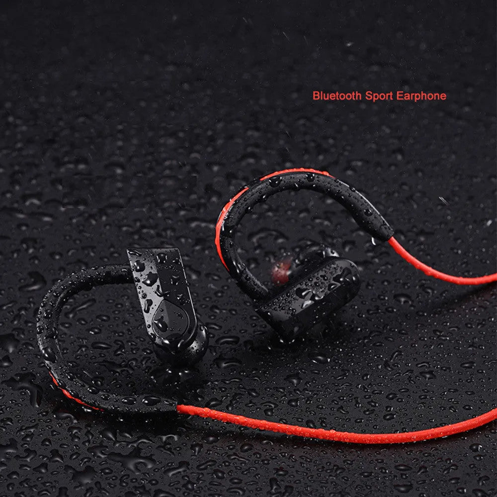 Wireless neck mounted Bluetooth earphones in black blue red colours