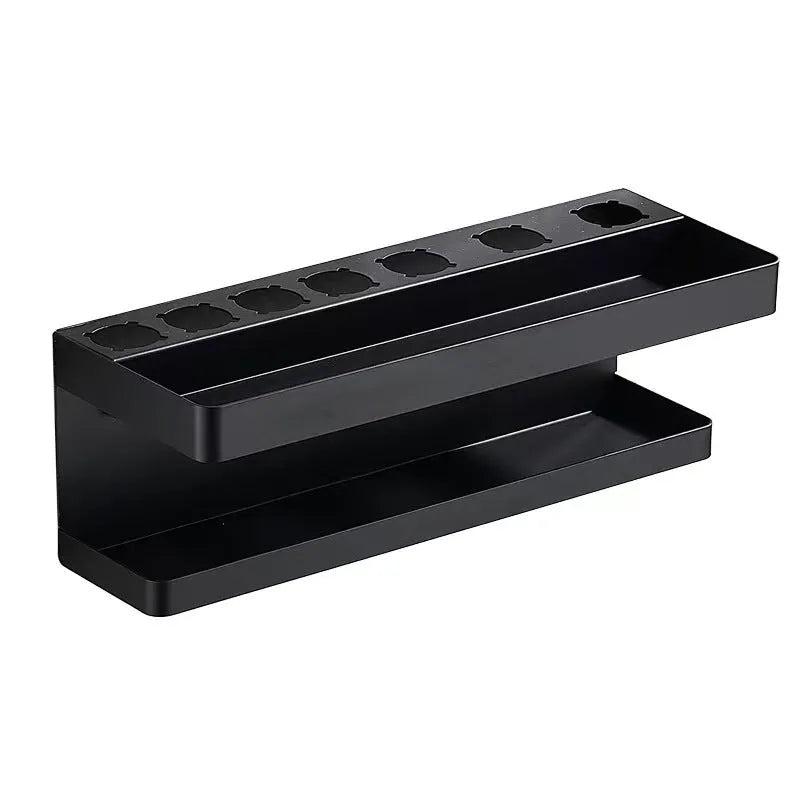 White punch-free bathroom rack holding Marcel wavers on double-layer aluminium storage