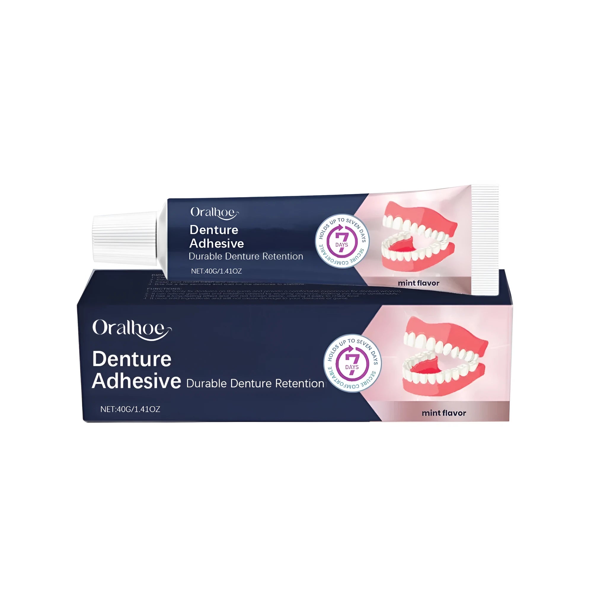 40g tube of menthol flavour denture fixing adhesive