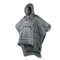 Army Green wearable cloak sleeping bag laid flat showing 200x140cm size and cape hood.