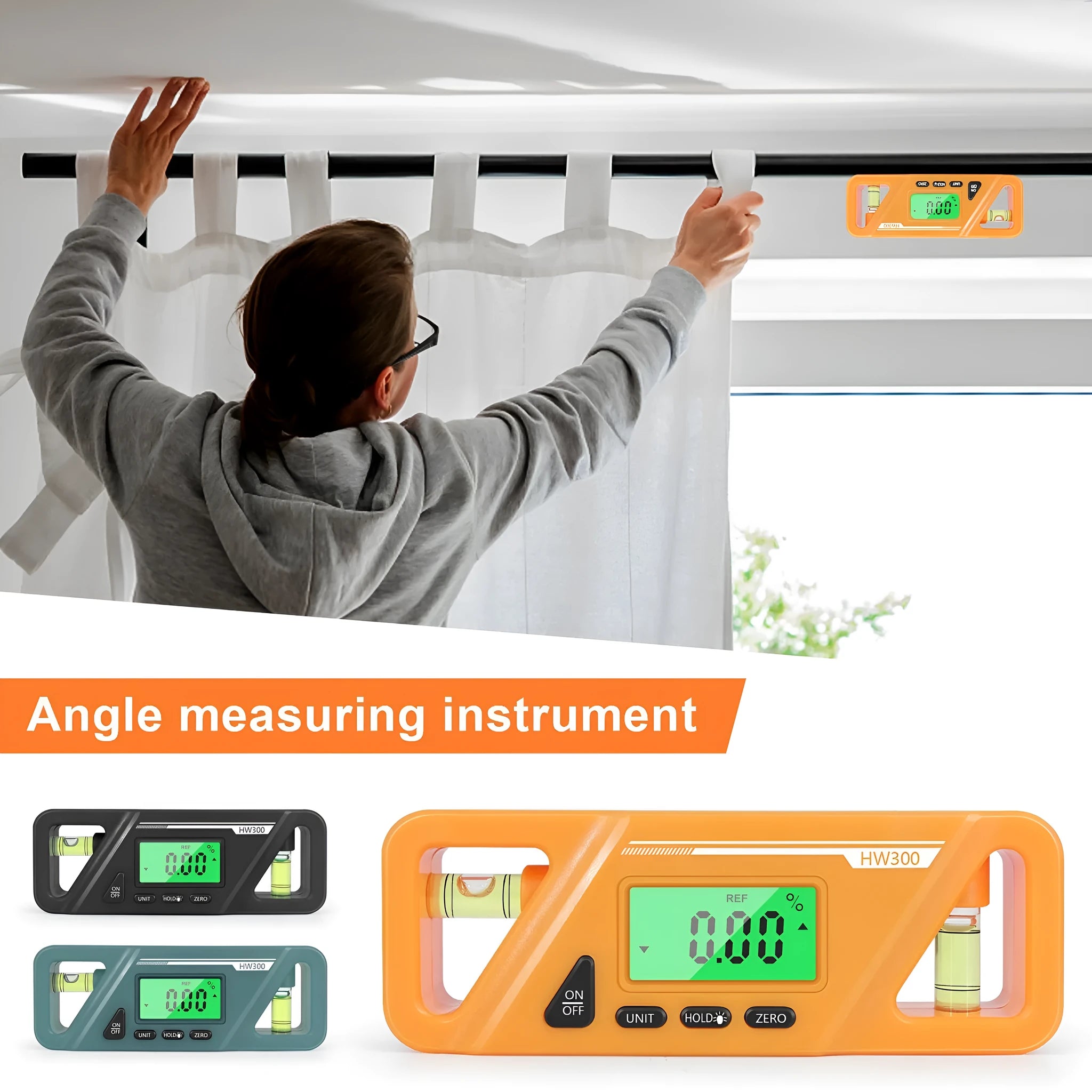 Black digital angle gauge inclinometer with magnetic base and LCD display showing an angle reading.