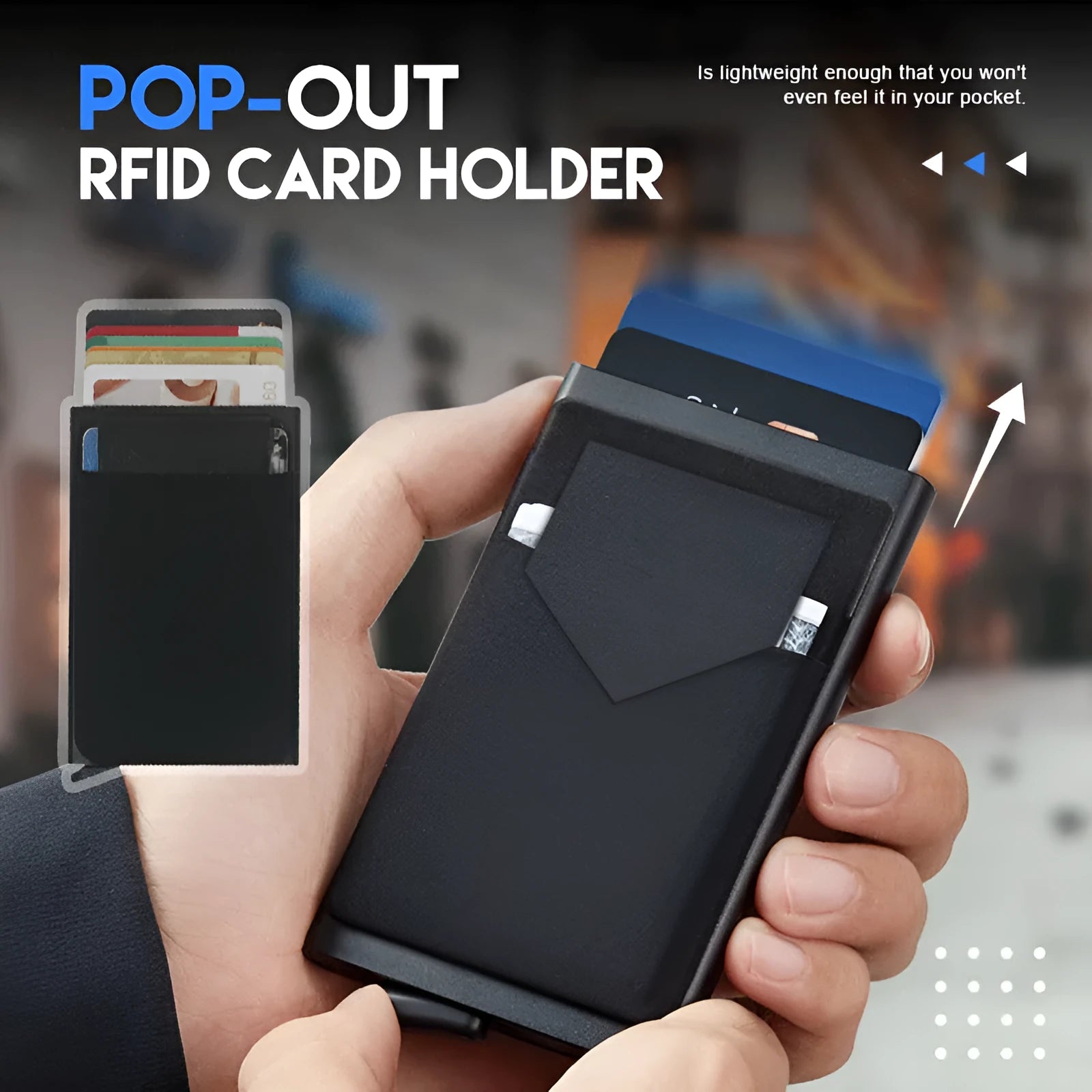 Metal credit card holder in frosted aluminium alloy with colour options including black, silver, and rose gold