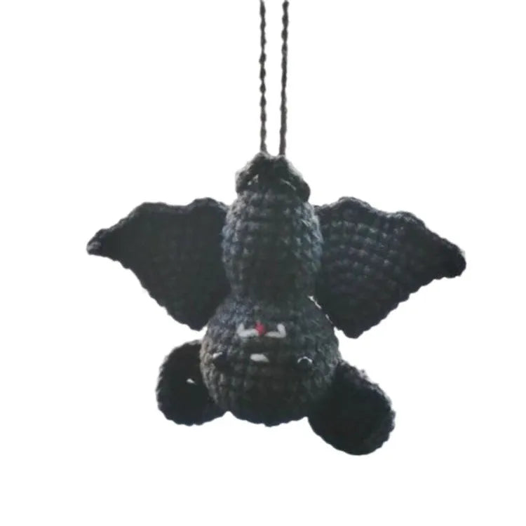 Hand-woven polyester plush car hanging ornament in a cartoon character design