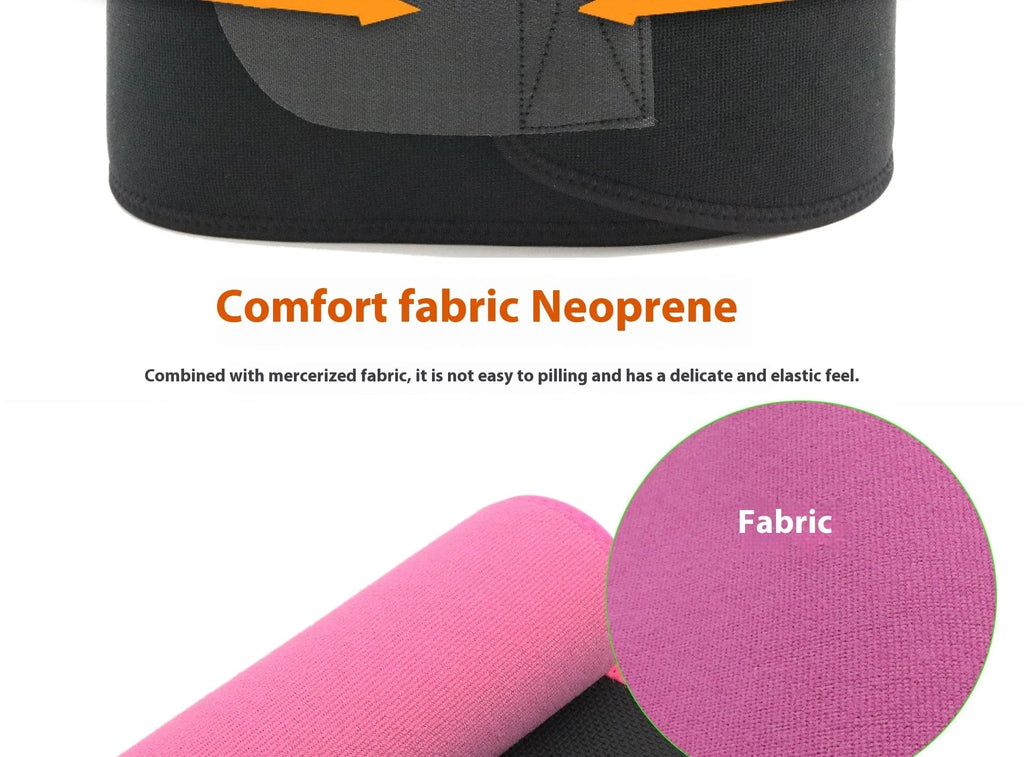 Neoprene lumbar support belt for fitness and sport in black, blue, and pink colour options
