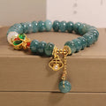Natural blue water jade abacus beads crystal bracelet with white agate butterfly charm and rhinestones on alloy inlay