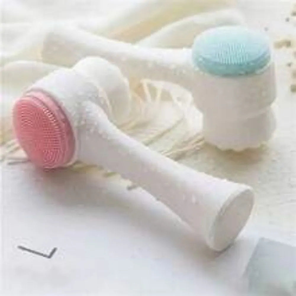 Blue and pink pet paw brush grooming tool for dogs and cats
