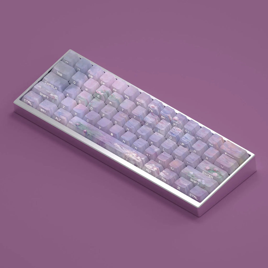 Wenshao Sleeping Lotus side carved PBT keycap set 130 keys OEM profile with backlight visible through side engraving