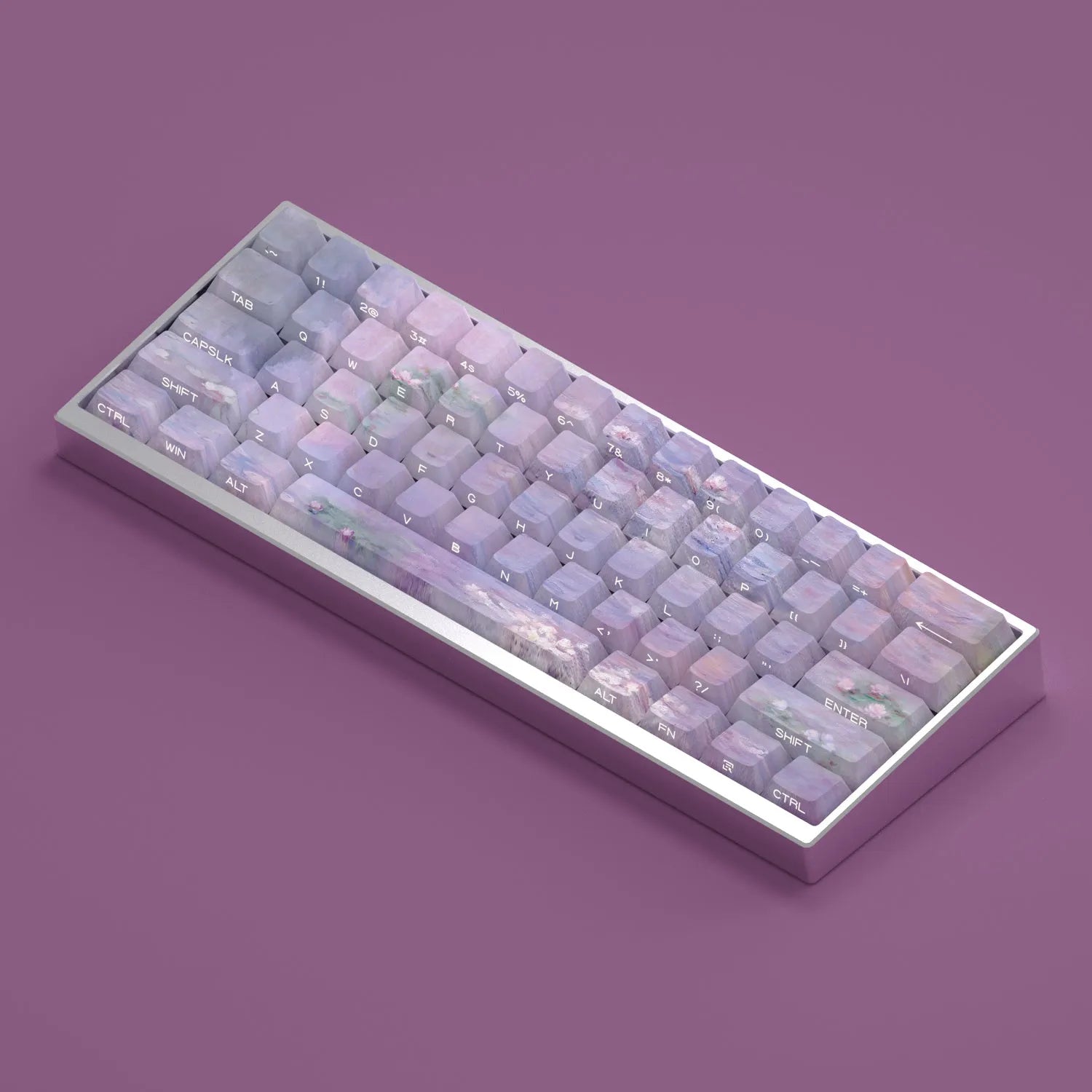 Wenshao Sleeping Lotus side carved PBT keycap set 130 keys OEM profile with backlight visible through side engraving