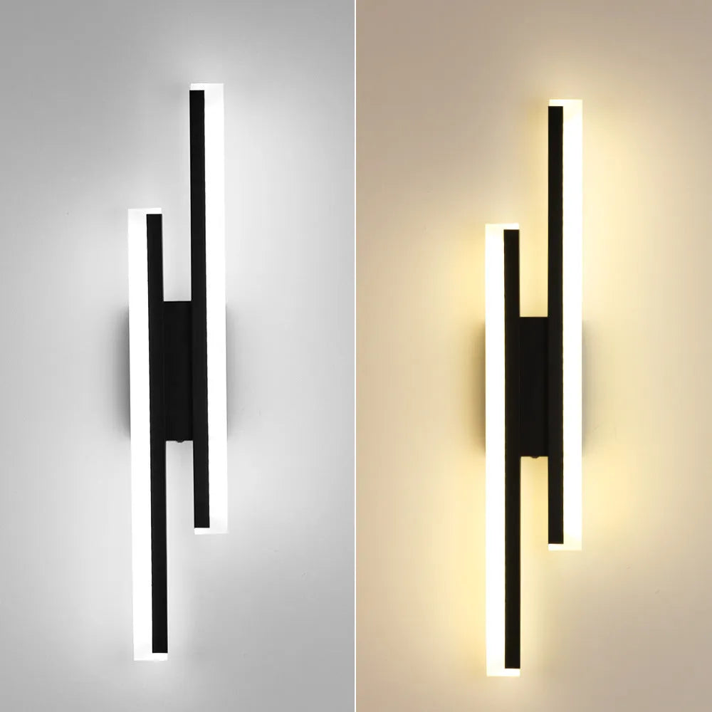 Gold double line wall lamp measuring 500mm with modern design for staircase and corridor lighting