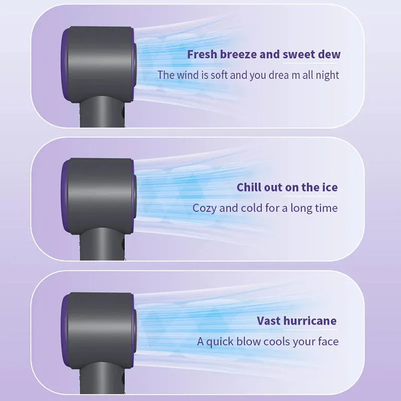 Portable handheld turbo fan with semiconductor refrigeration, 3000mAh battery, adjustable wind speeds, in white