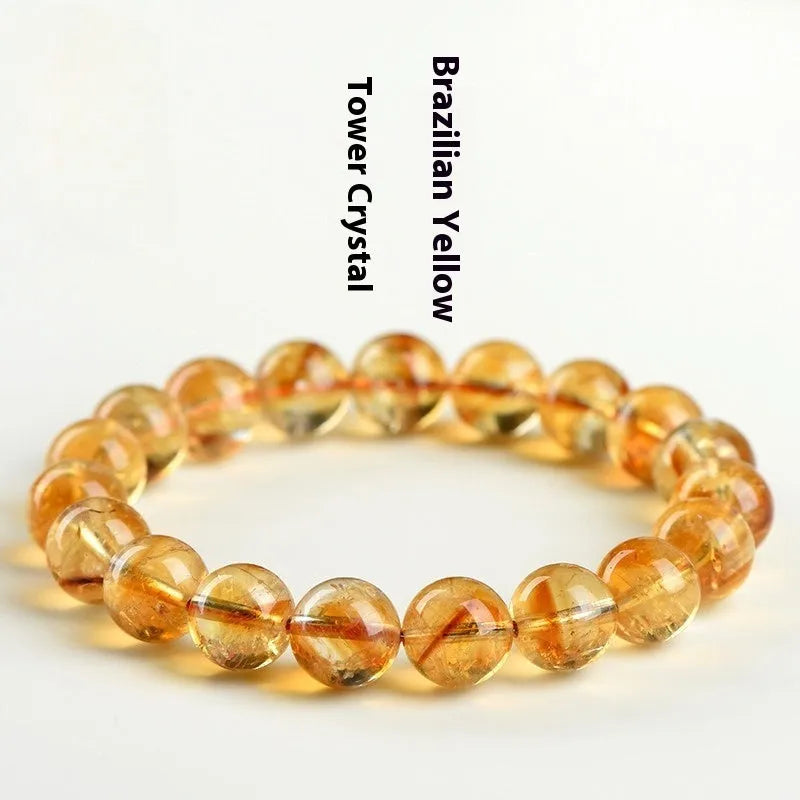 Natural yellow citrine bracelet showing geometry-shaped beads in single-circle configuration
