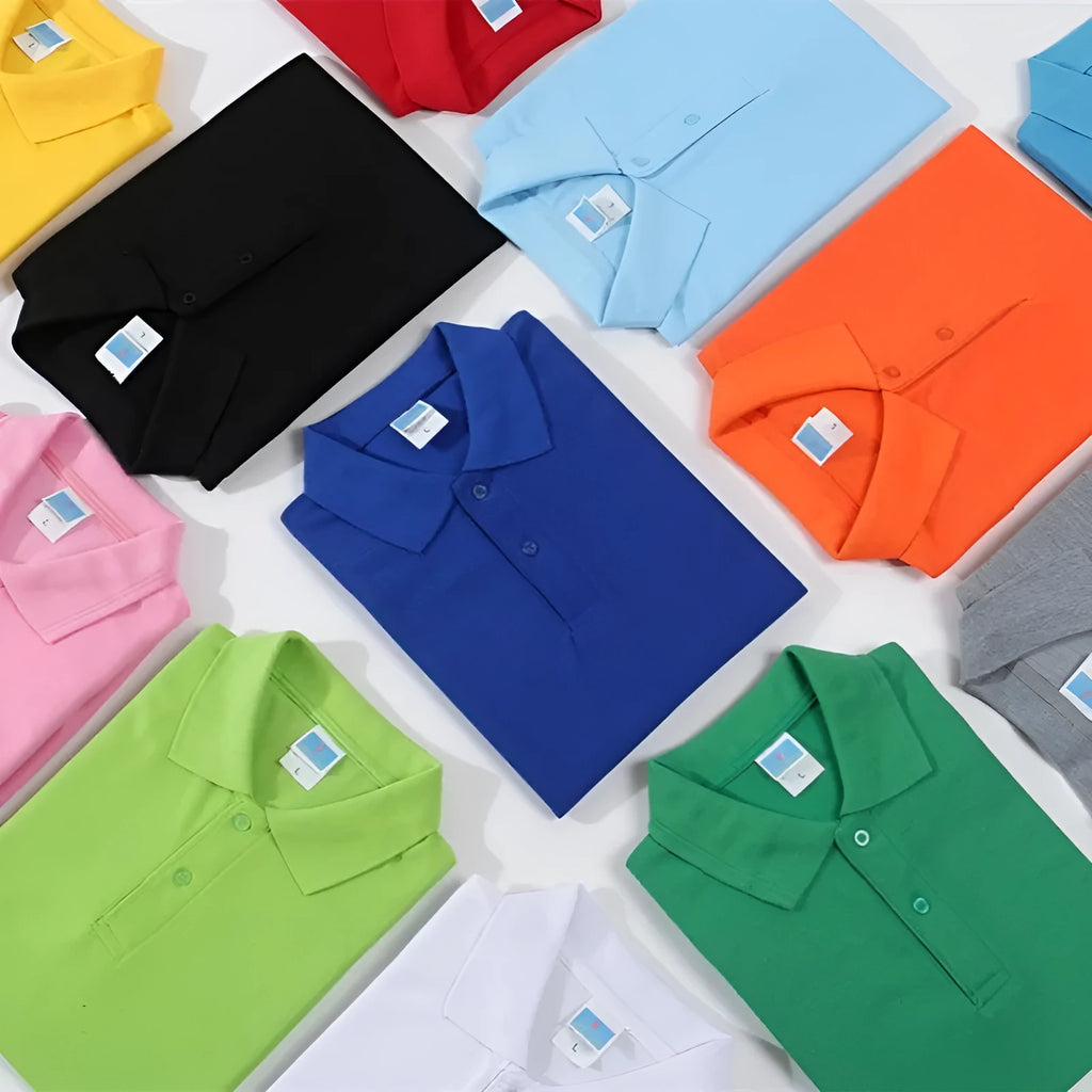 Short-sleeved cotton work shirt in straight cut design for advertising embroidery
