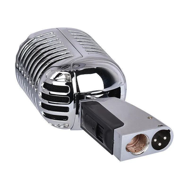 Retro metal wired dynamic microphone in black with cardioid pickup pattern for home stage KTV use