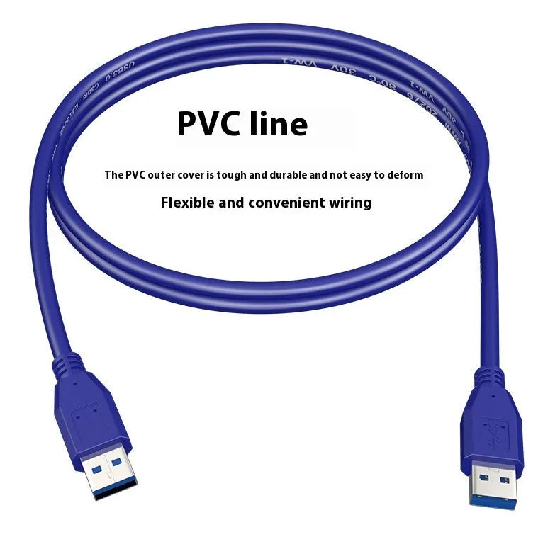 USB 3.0 A male to A male data cable for external hard disk enclosures on a white background.