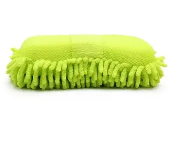 Silver green chenille car wash sponge measuring 14x25 cm with microfiber spiral wool construction