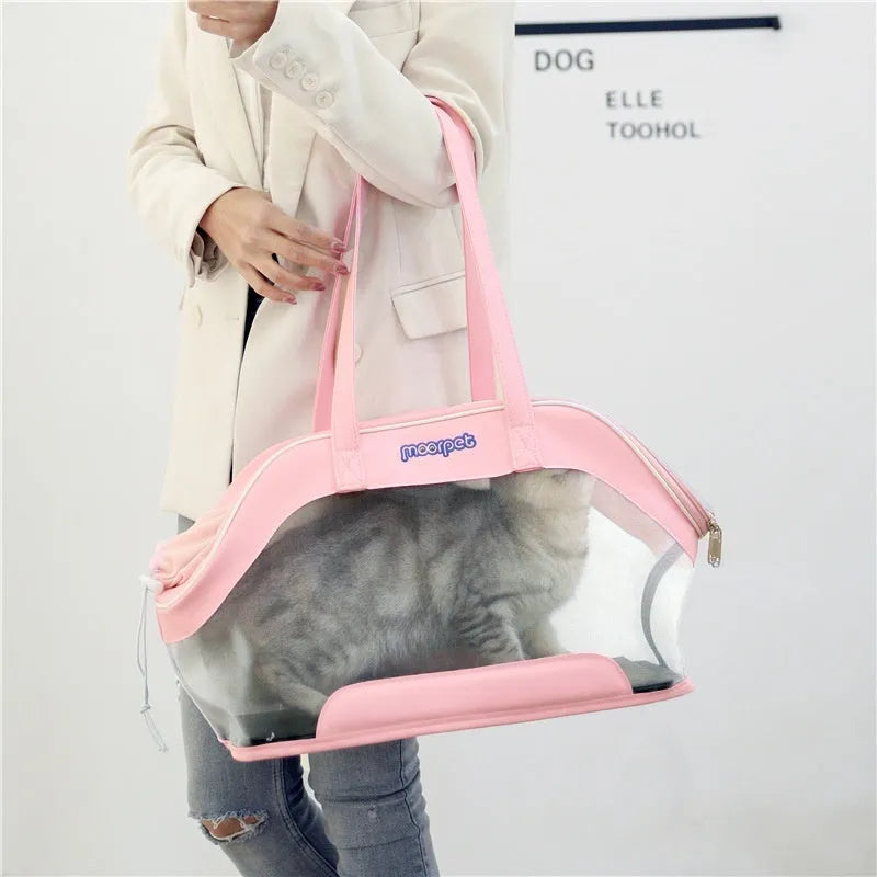 Leather cat outing carry bag with 25 litre capacity in medium hardness construction