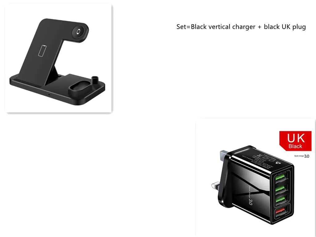 4-in-1 wireless charging station with adjustable magnetic stand for phone and Apple Watch