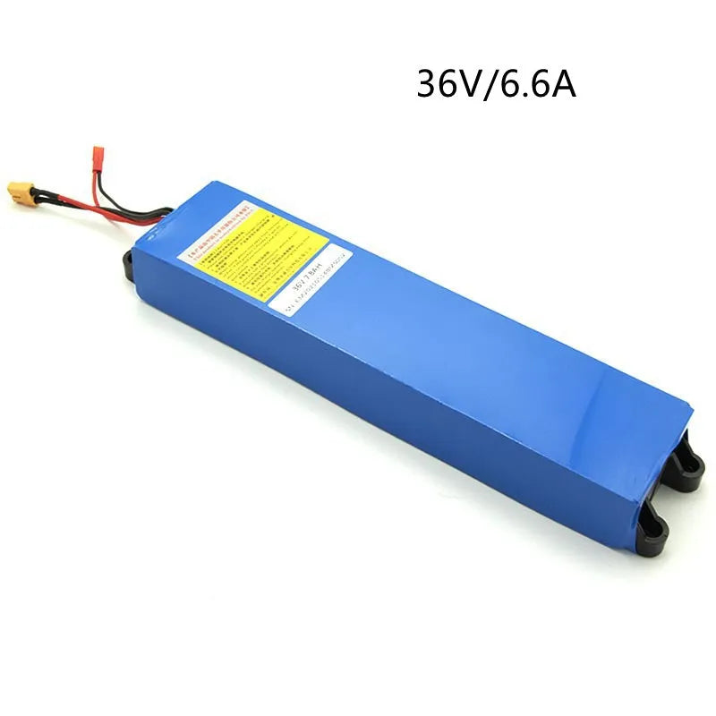 36V lithium battery pack for electric scooters showing three capacity options