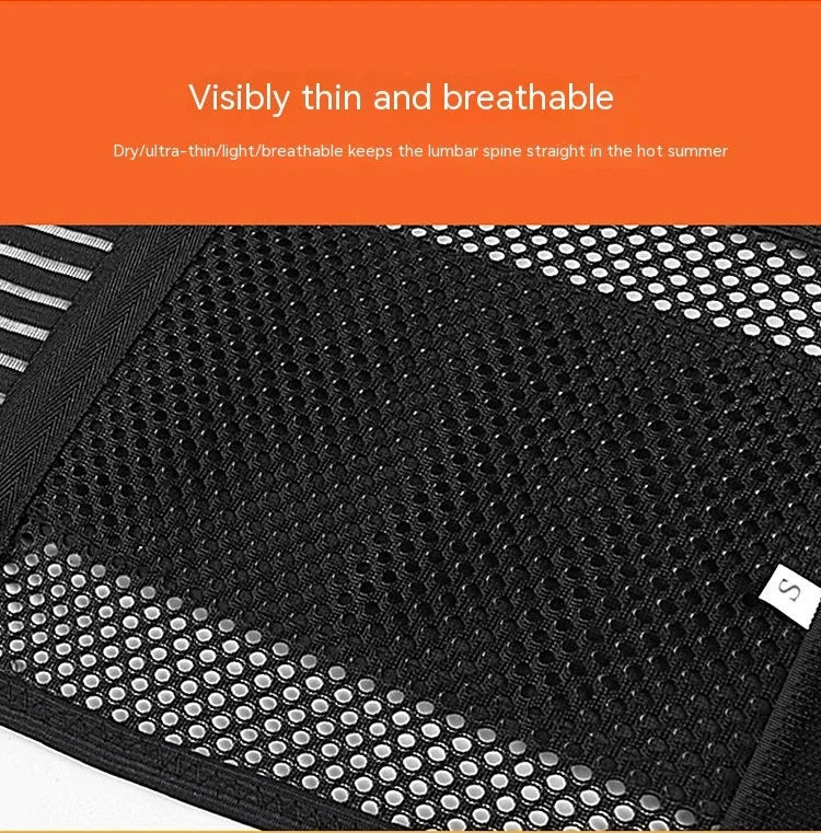 Black sports waist support lumbar brace with steel plate decompression system for adult fitness activities
