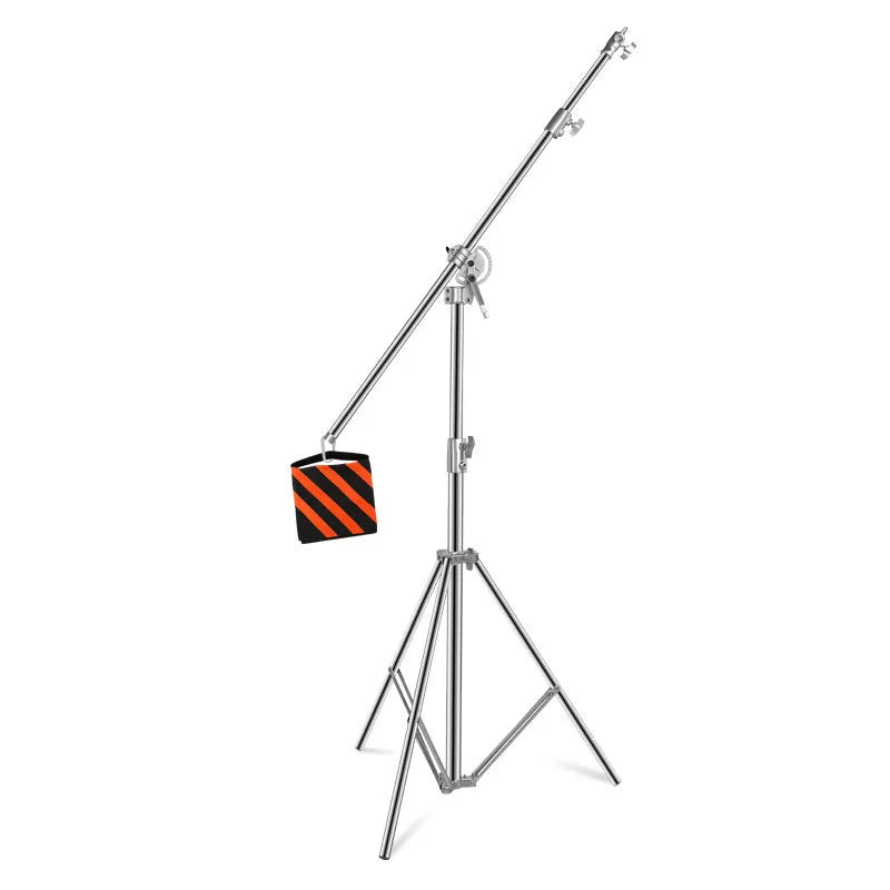 Silver stainless steel cross arm ceiling lamp rack at maximum extension height