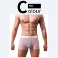 Men's thin quick-dry boxer shorts in six solid colours on a white background.
