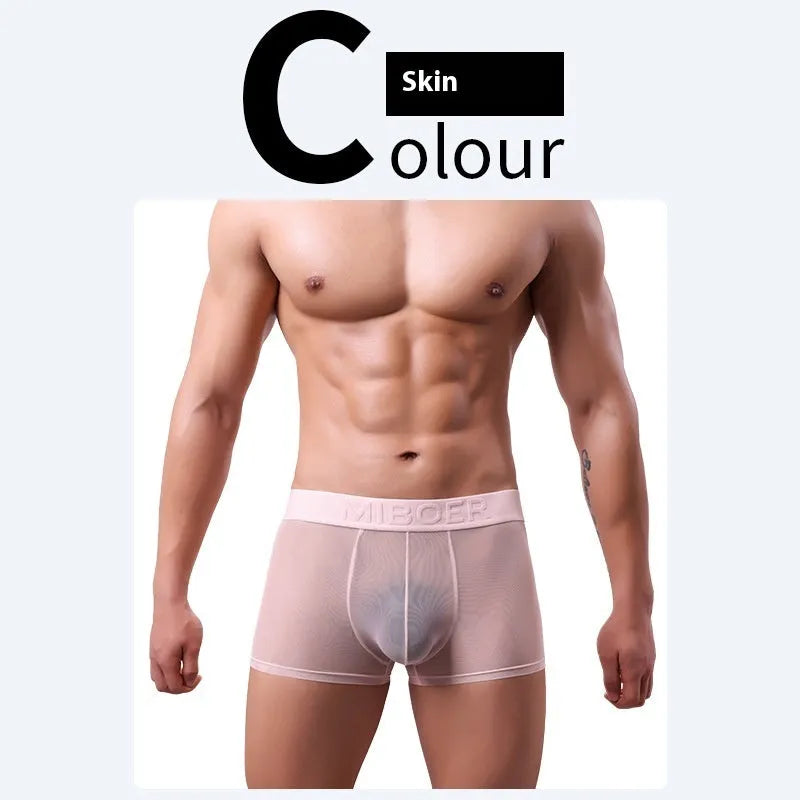 Men's thin quick-dry boxer shorts in six solid colours on a white background.