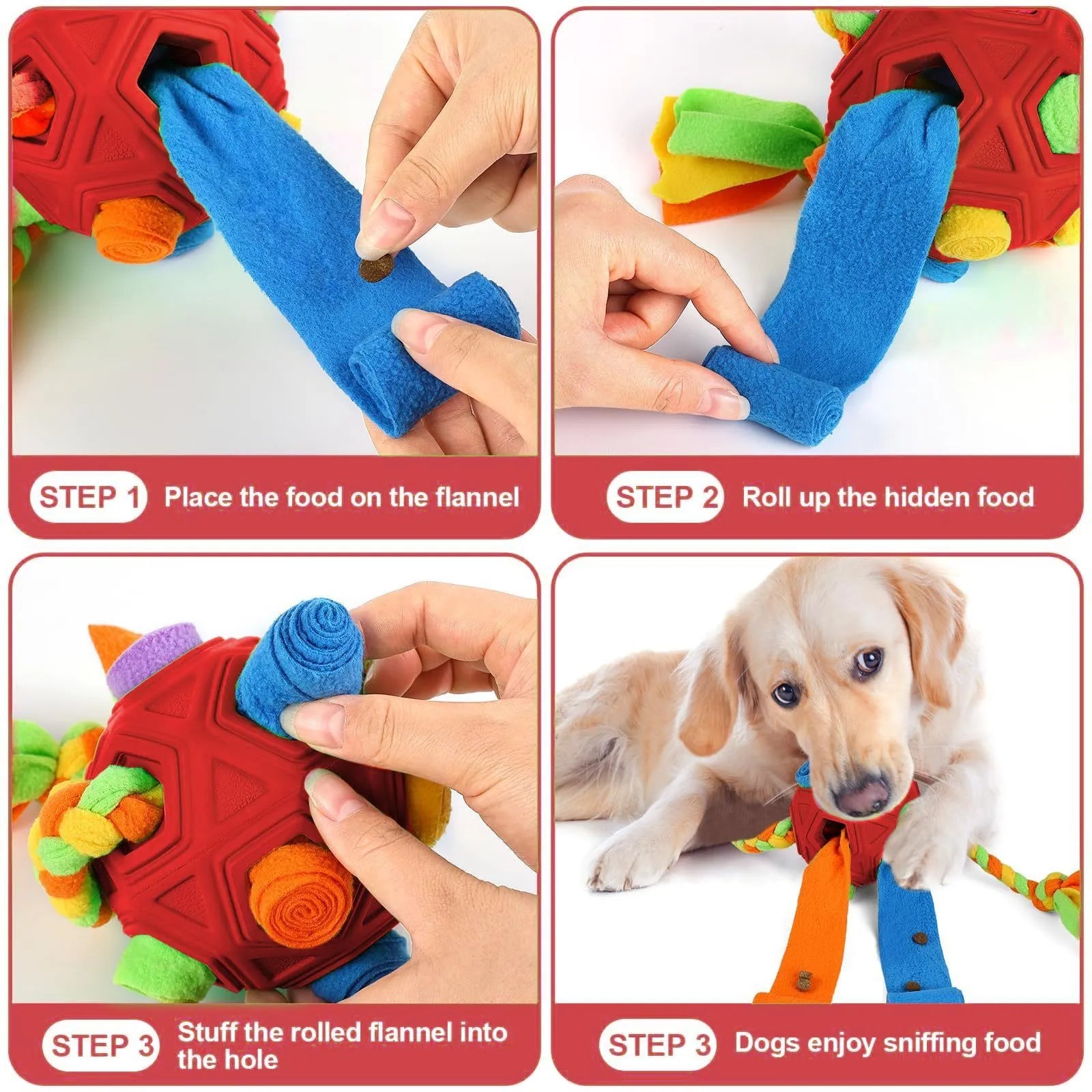 Pet sniffing ball dog puzzle IQ training treat dispenser in multiple colours with bite-resistant construction