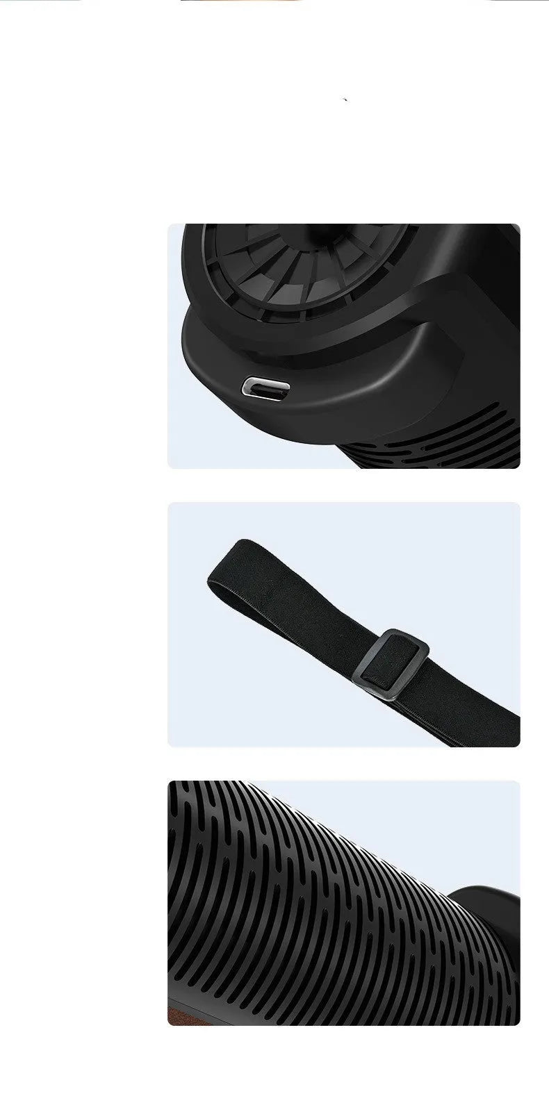 Bladeless car mounted ventilation fan with USB power cord in black colour option
