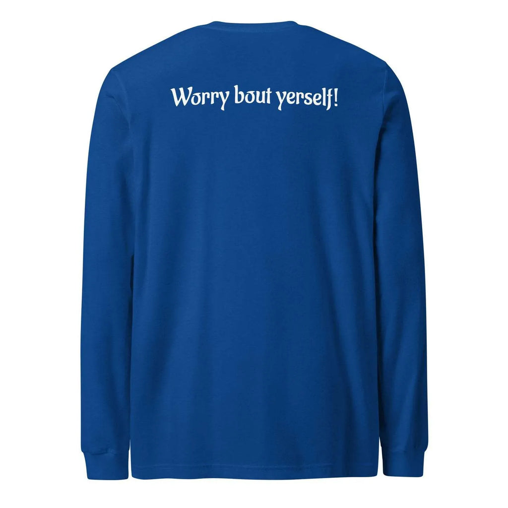 Blue men's loose fit round neck polyester sweater with printed patterns in Japanese Korean casual style